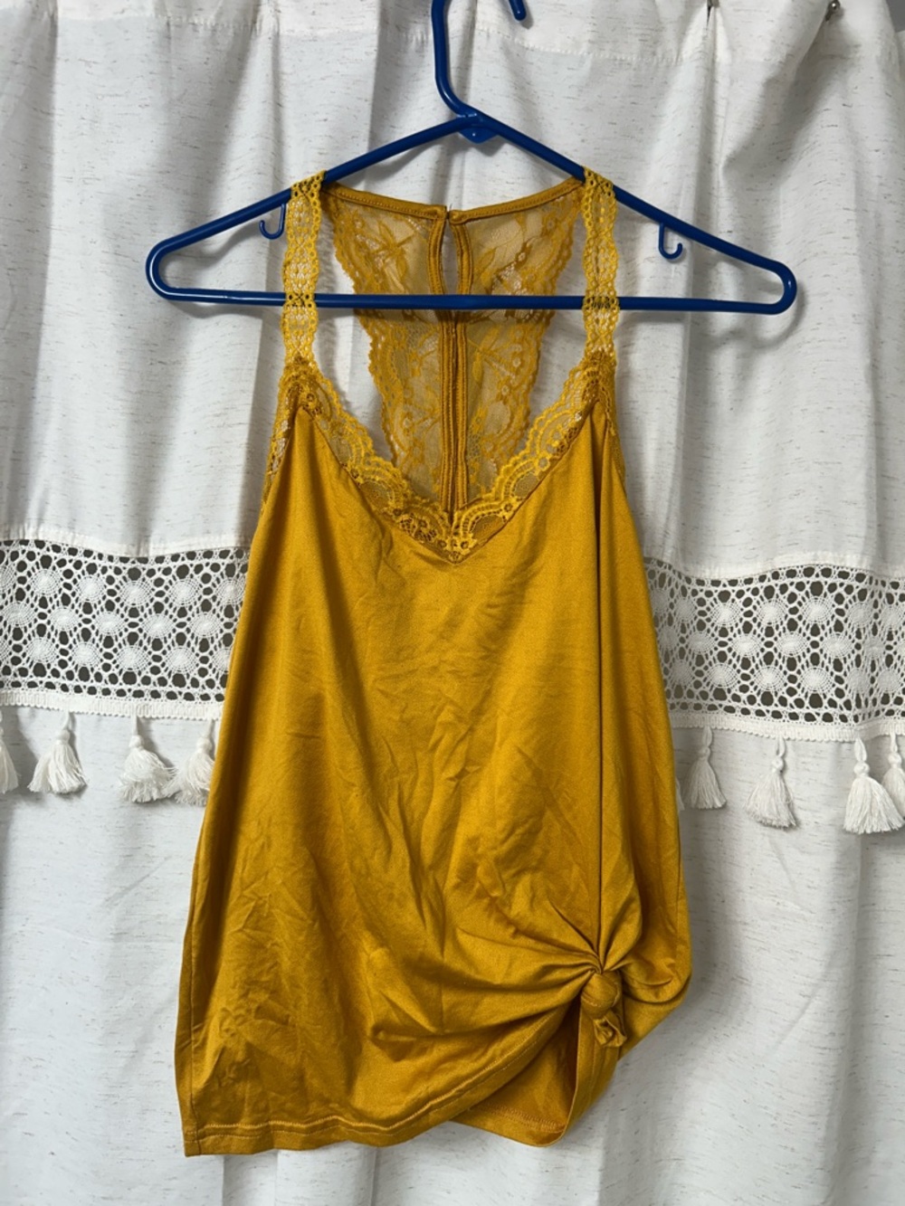 Daytrip Lace-Back Tank in Mustard